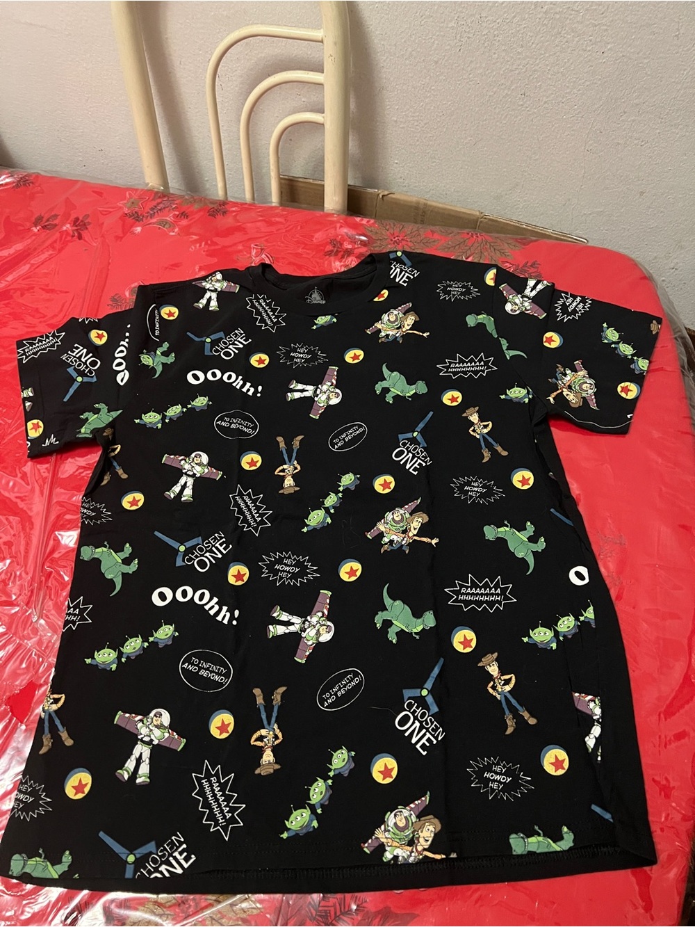Disney Pixar Toy Story Shirt Black Woody Buzz Lightyear Print Size Large